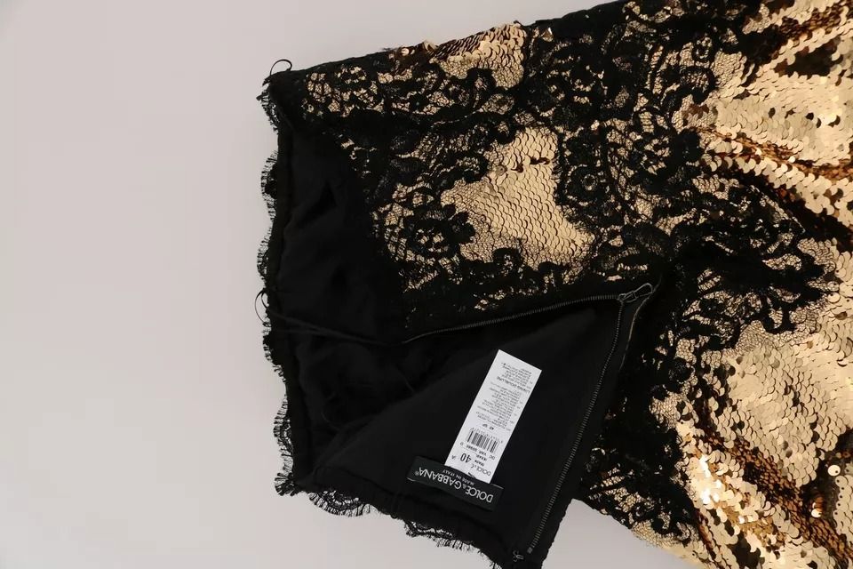 Gold Strapless Sequin Embellished Lace Women's Dress (Pre-Owned) - Dolce & Gabbana - Modalova
