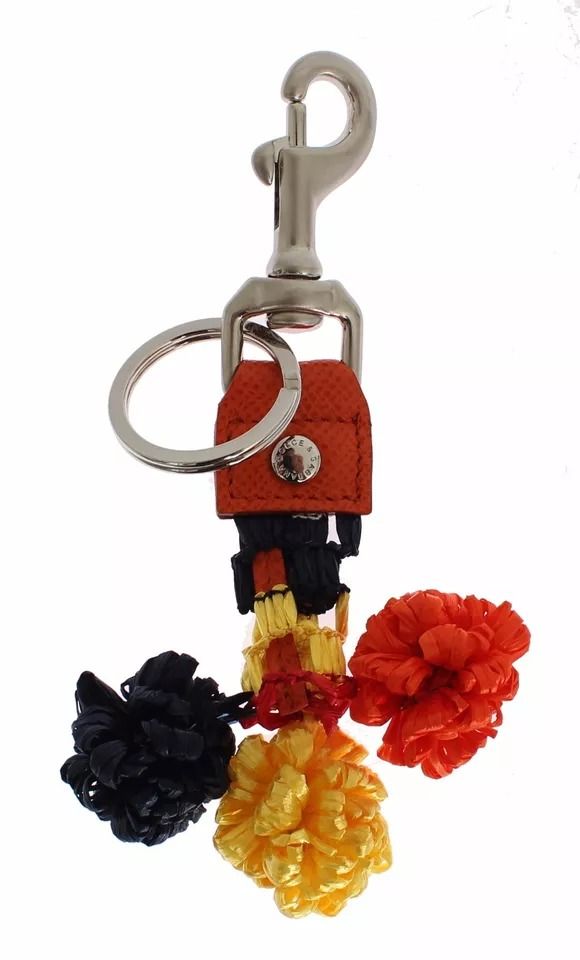 Red Yellow Raffia Leather Clasp Finder Keyring Women's Keychain - Dolce & Gabbana - Modalova