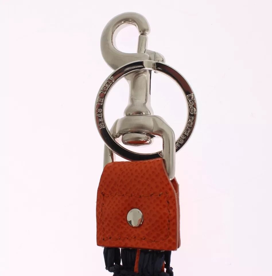 Red Yellow Raffia Leather Clasp Finder Keyring Women's Keychain - Dolce & Gabbana - Modalova