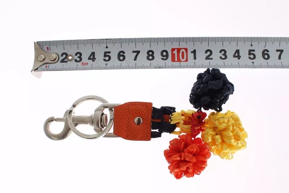 Red Yellow Raffia Leather Clasp Finder Keyring Women's Keychain - Dolce & Gabbana - Modalova