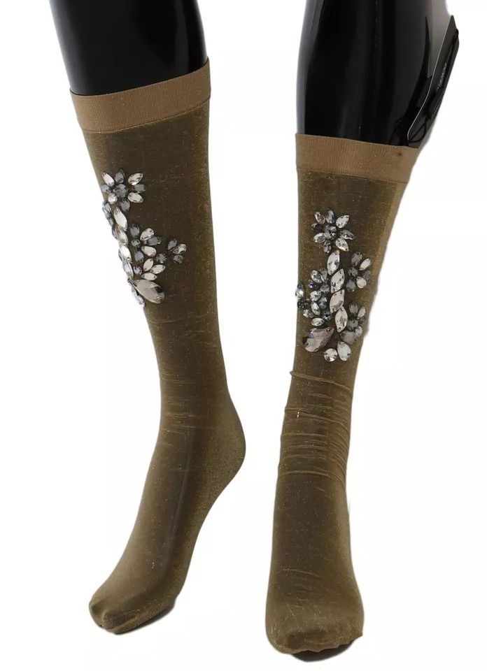 Stretch Floral Clear Crystal Stocking Women's Socks - Dolce & Gabbana - Modalova