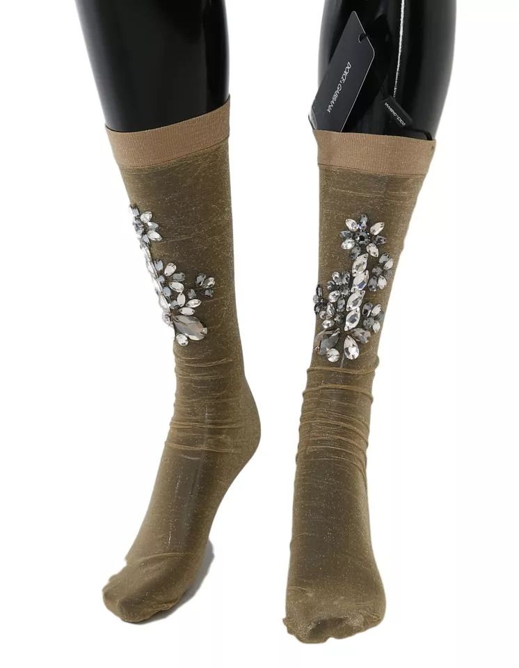 Stretch Floral Clear Crystal Stocking Women's Socks - Dolce & Gabbana - Modalova