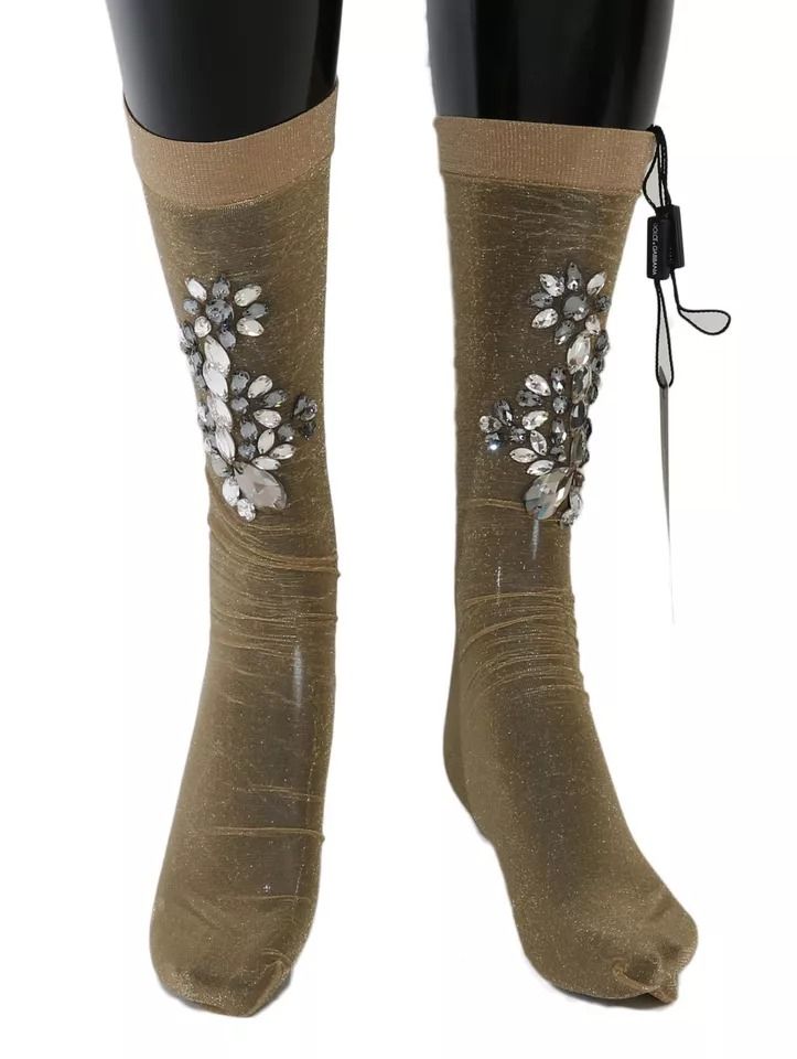 Stretch Floral Clear Crystal Stocking Women's Socks - Dolce & Gabbana - Modalova