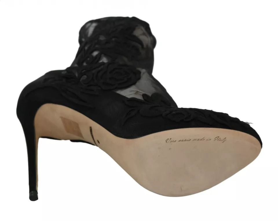 Tulle Stretch Floral Booties Women's Shoes (Pre-Owned) - Dolce & Gabbana - Modalova