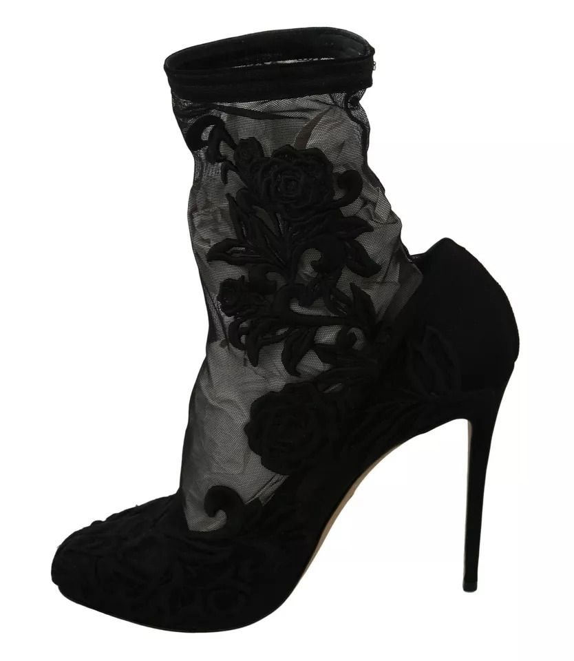 Tulle Stretch Floral Booties Women's Shoes (Pre-Owned) - Dolce & Gabbana - Modalova