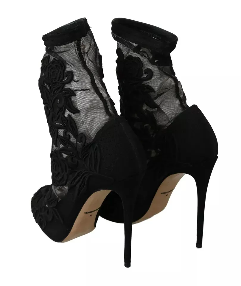 Tulle Stretch Floral Booties Women's Shoes (Pre-Owned) - Dolce & Gabbana - Modalova