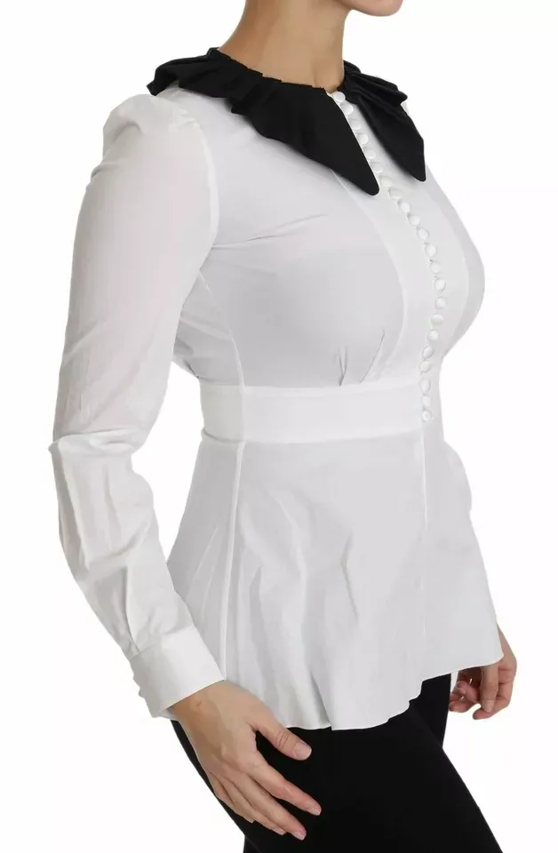 Black White Decorative Buttons Tops Shirt Women's Blouse - Dolce & Gabbana - Modalova