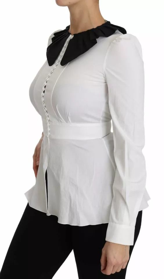 Black White Decorative Buttons Tops Shirt Women's Blouse - Dolce & Gabbana - Modalova
