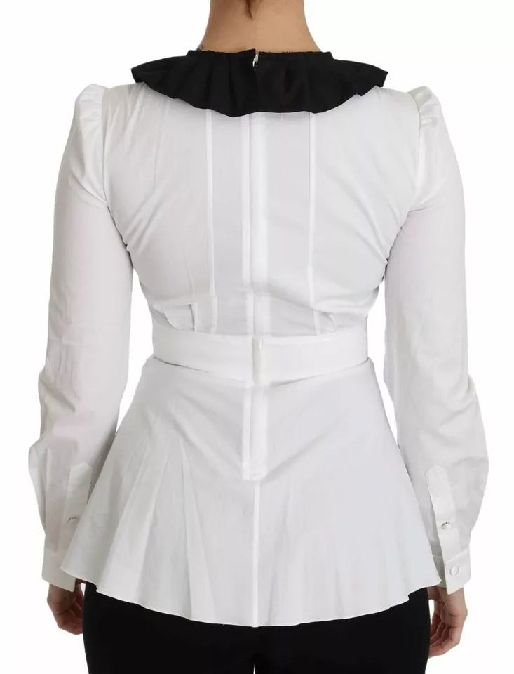 Black White Decorative Buttons Tops Shirt Women's Blouse - Dolce & Gabbana - Modalova