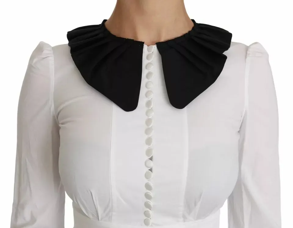 Black White Decorative Buttons Tops Shirt Women's Blouse - Dolce & Gabbana - Modalova