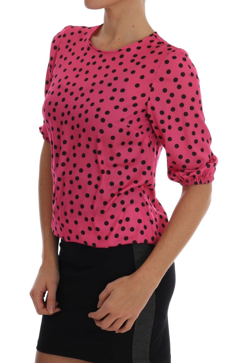 Polka Dotted Silk Women's Blouse - Dolce & Gabbana - Modalova