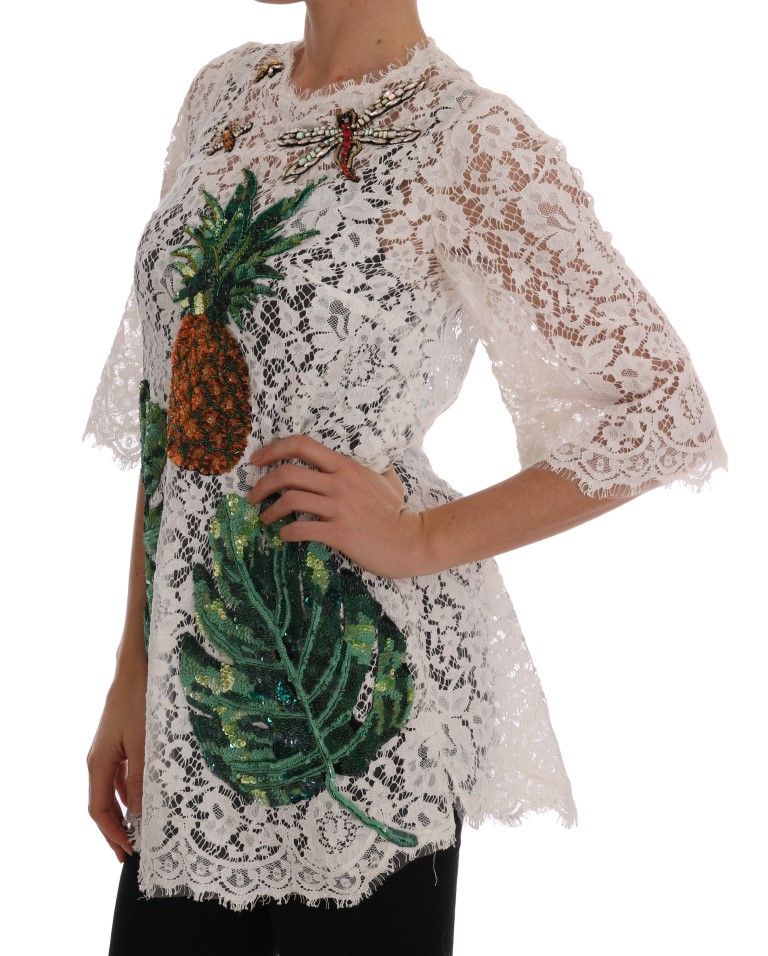 Crystal Embellished Lace Women's Blouse - Dolce & Gabbana - Modalova