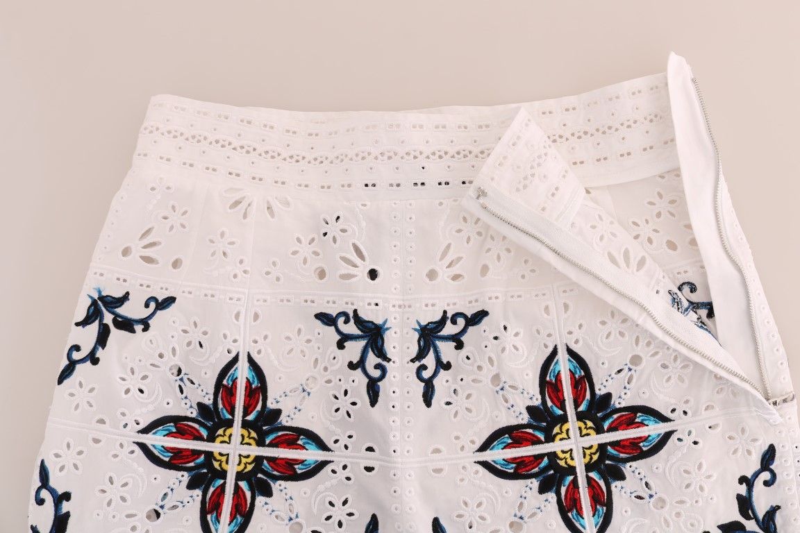 Mulicolor Majolica Cutout Capri Women's Pants - Dolce & Gabbana - Modalova