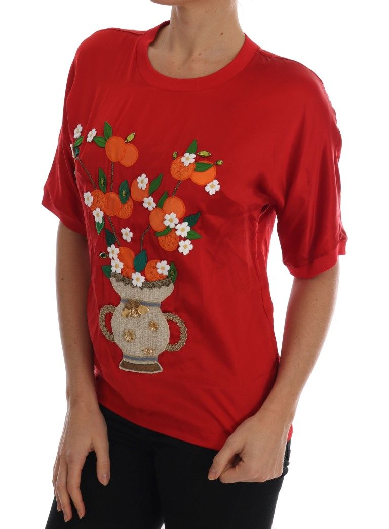 Silk Orange Vase Crystal Women's Top - Dolce & Gabbana - Modalova