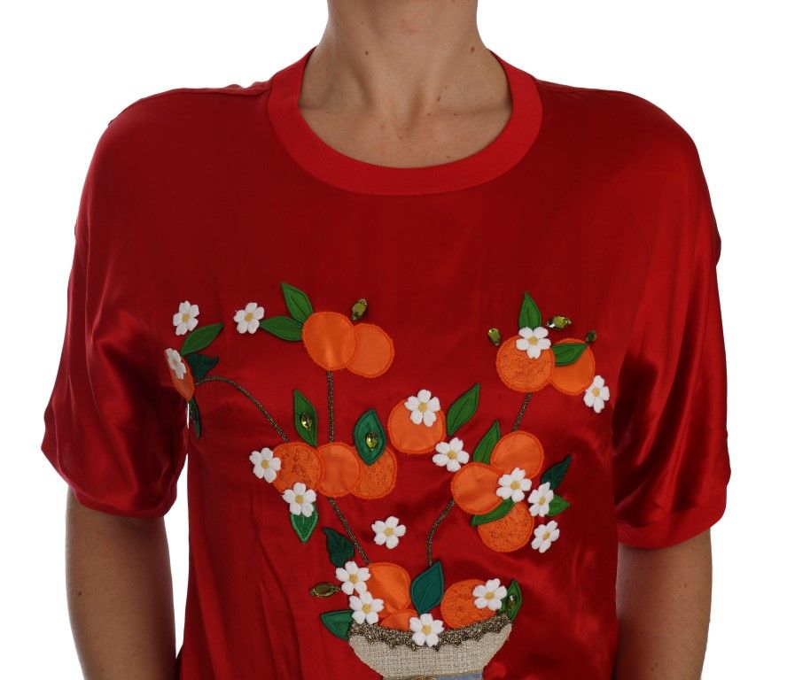 Silk Orange Vase Crystal Women's Top - Dolce & Gabbana - Modalova