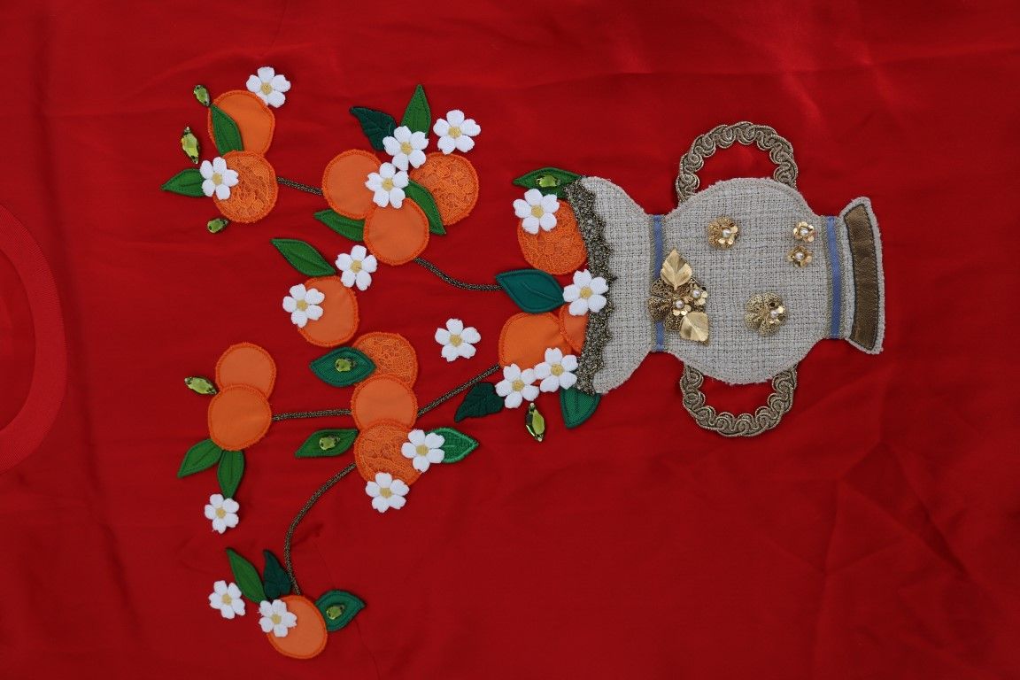 Silk Orange Vase Crystal Women's Top - Dolce & Gabbana - Modalova