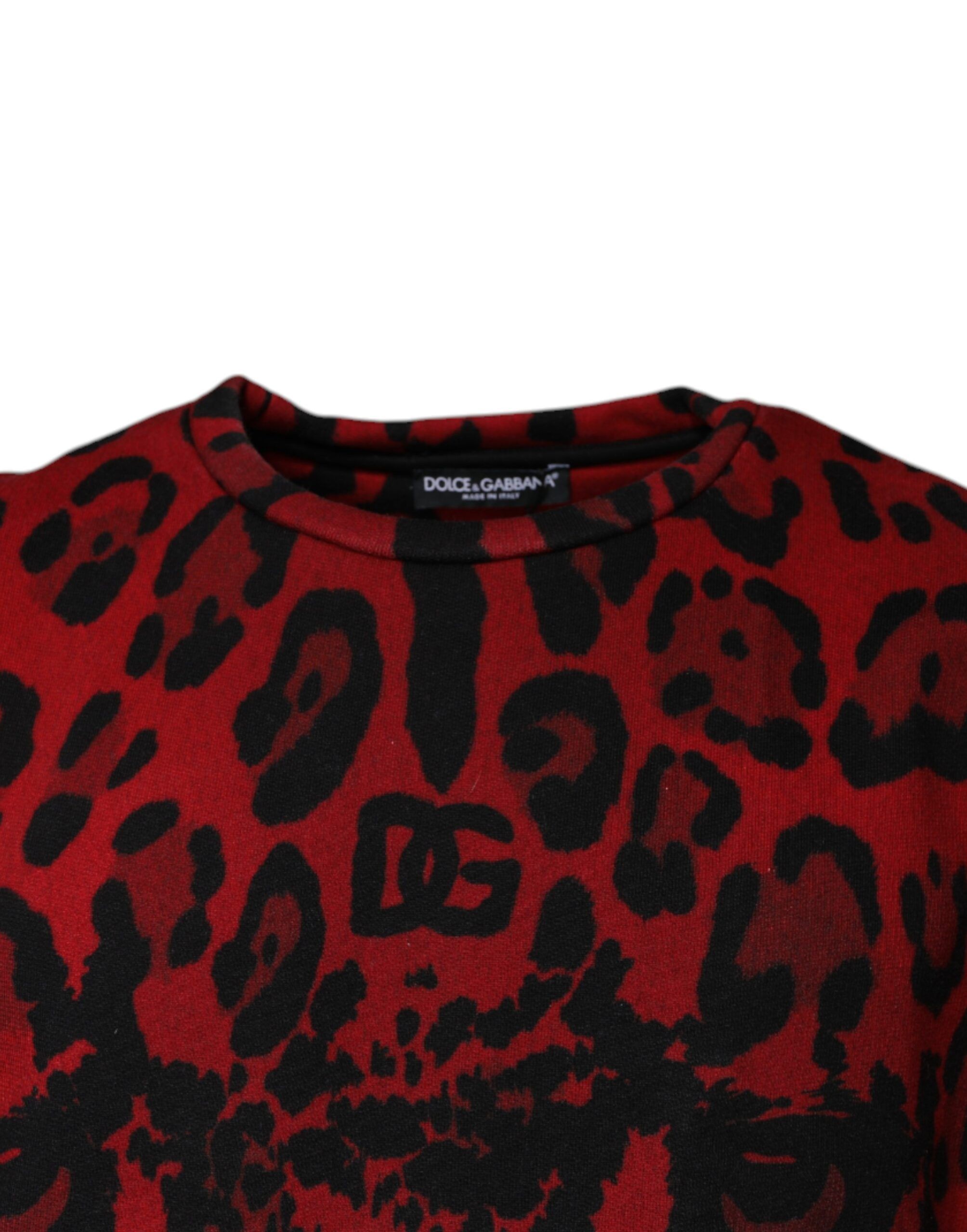 Red Leopard Print Cotton Sleeveless Men's T-shirt - Dolce & Gabbana - Modalova