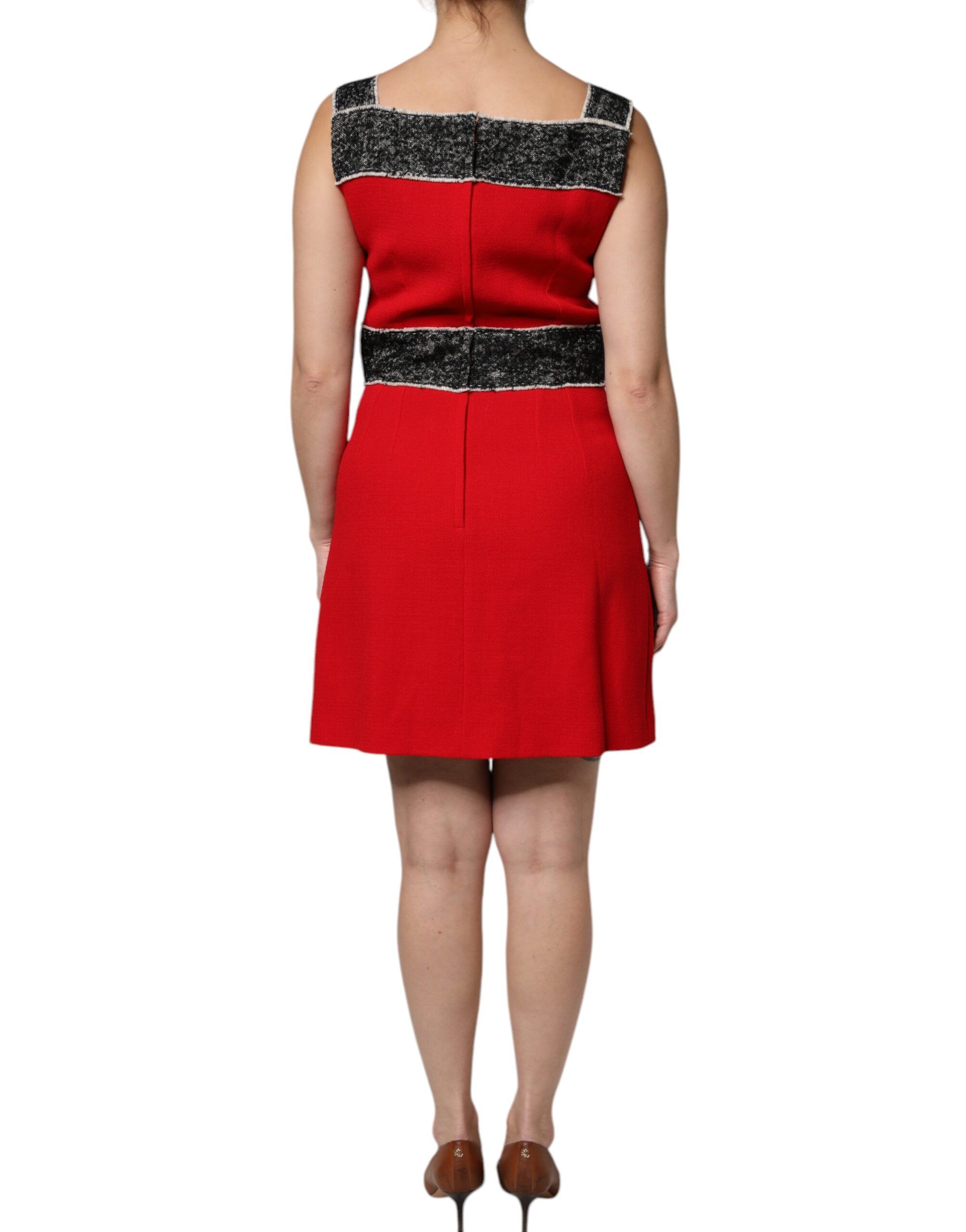 Red Wool Sleeveless A-line Flared Mini Women's Dress - Dolce & Gabbana - Modalova