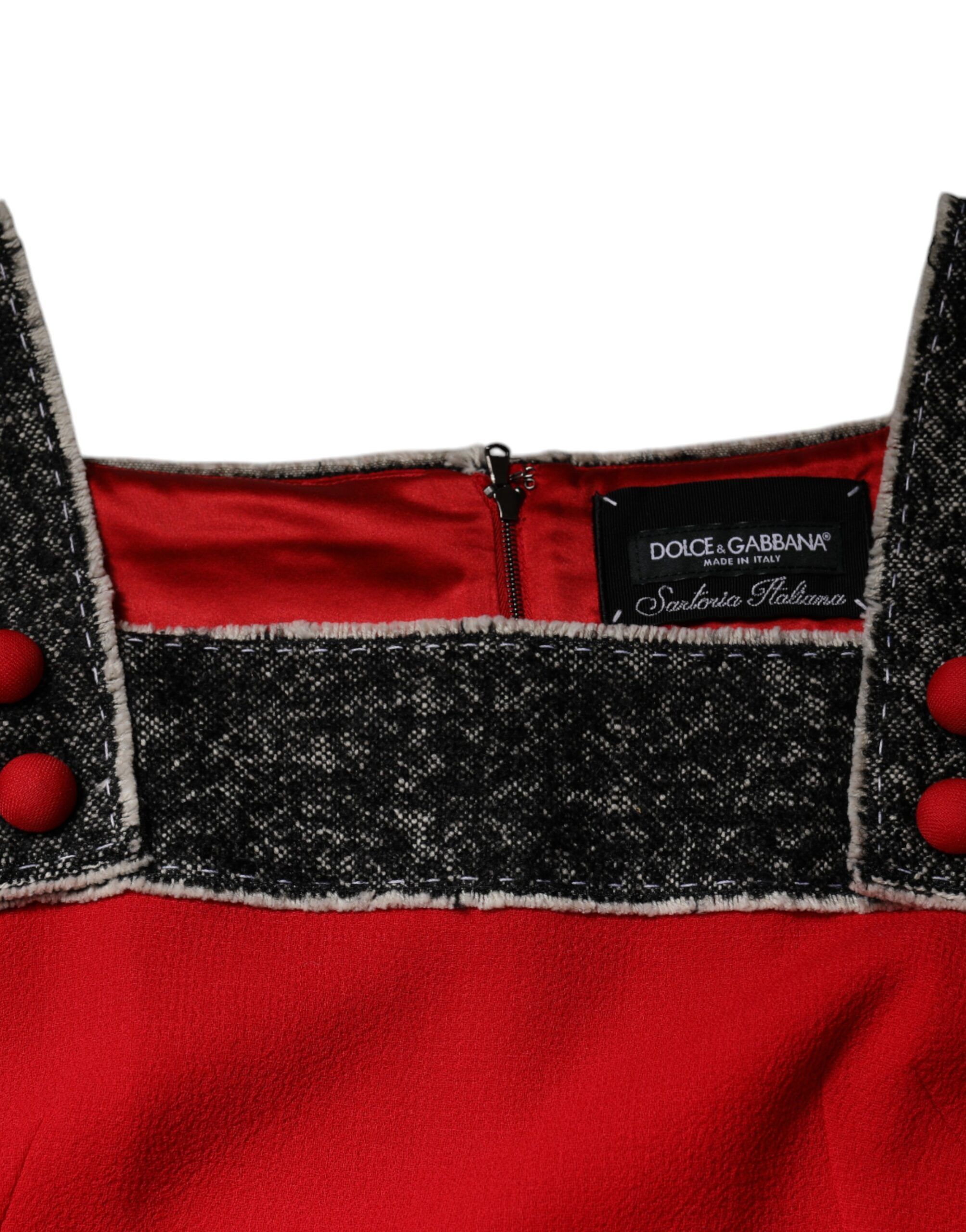 Red Wool Sleeveless A-line Flared Mini Women's Dress - Dolce & Gabbana - Modalova