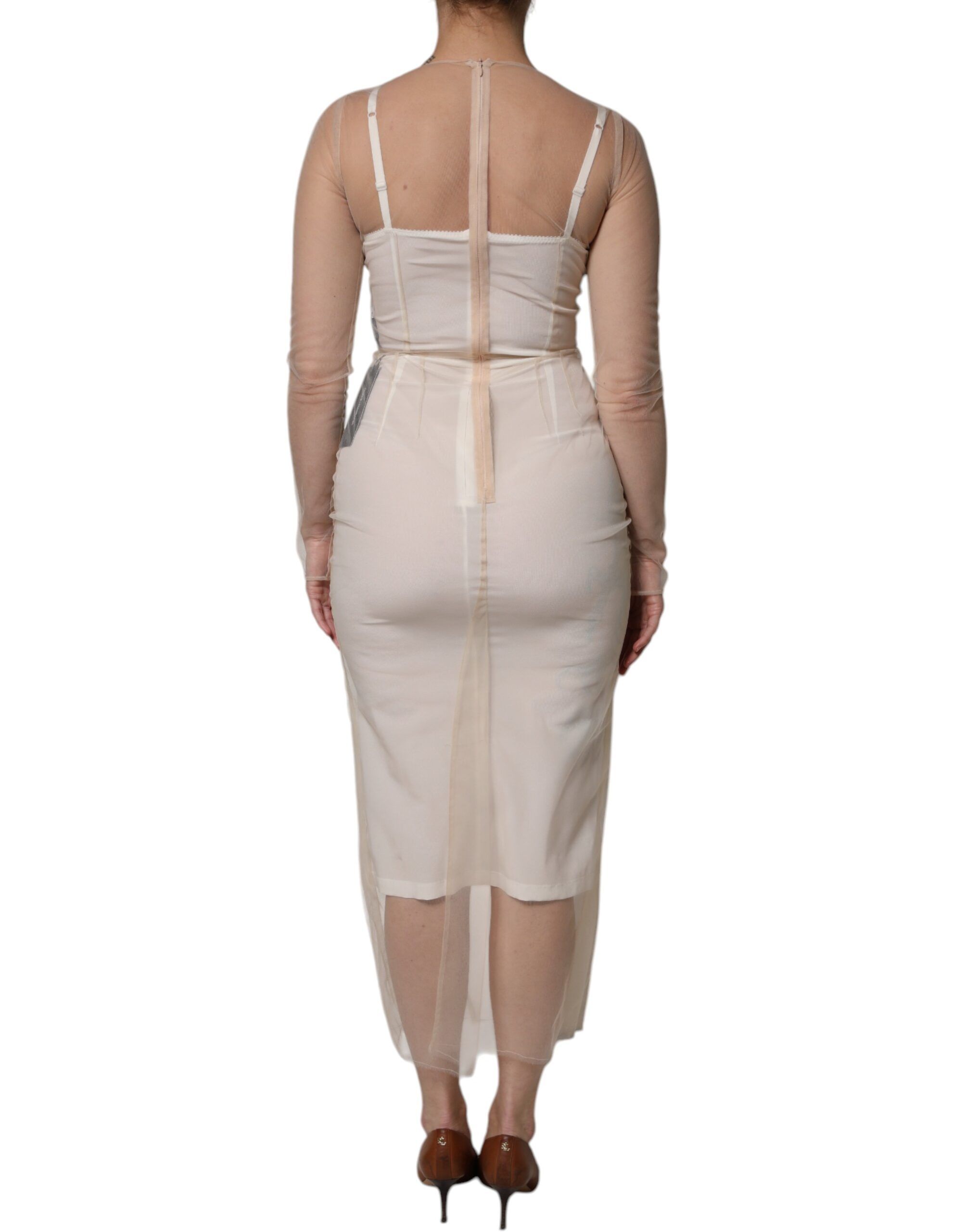 Sheer Tulle Bustier Bodycon Midi Women's Dress - Dolce & Gabbana - Modalova