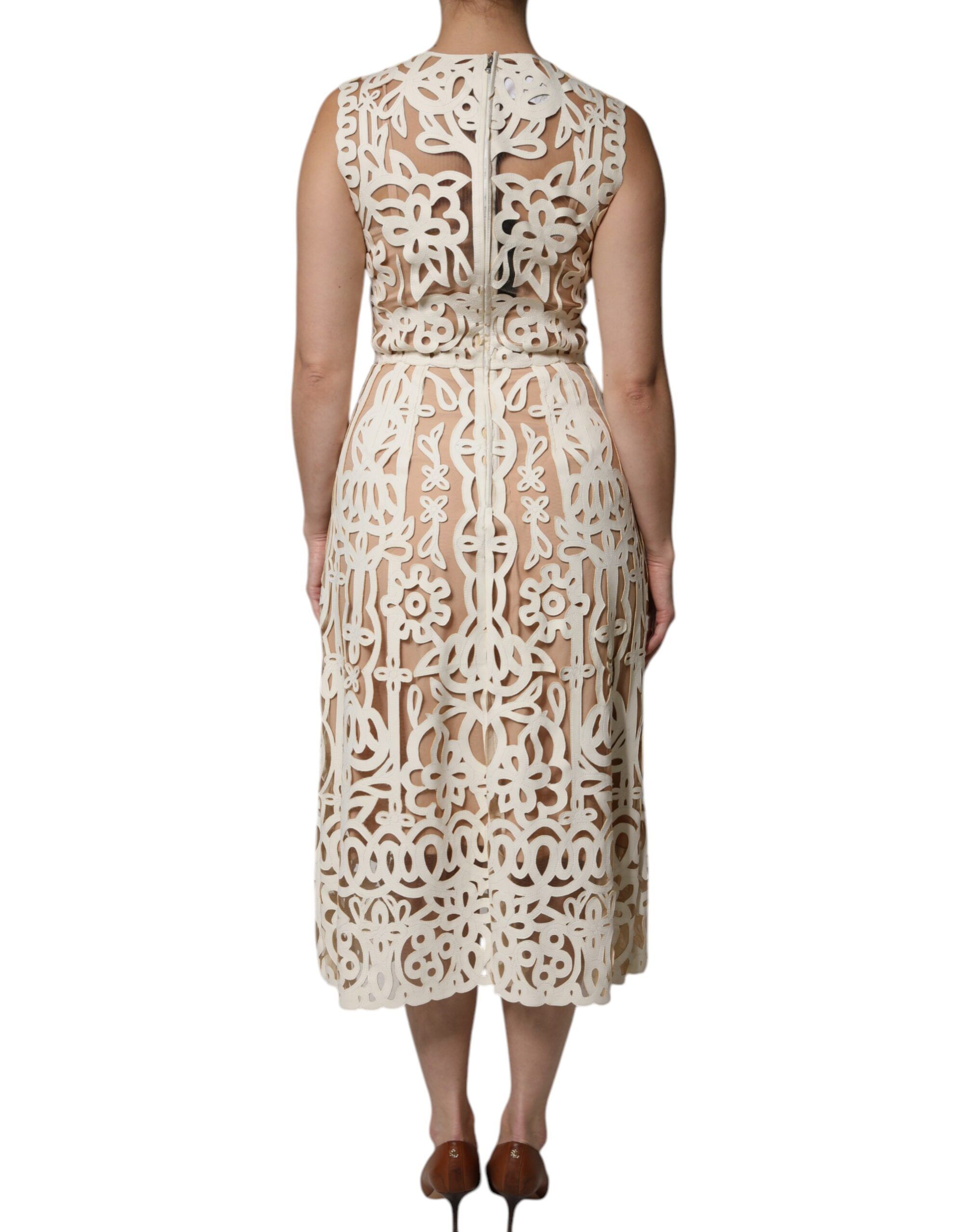 Cut Out Leather Sleeveless Midi Women's Dress - Dolce & Gabbana - Modalova