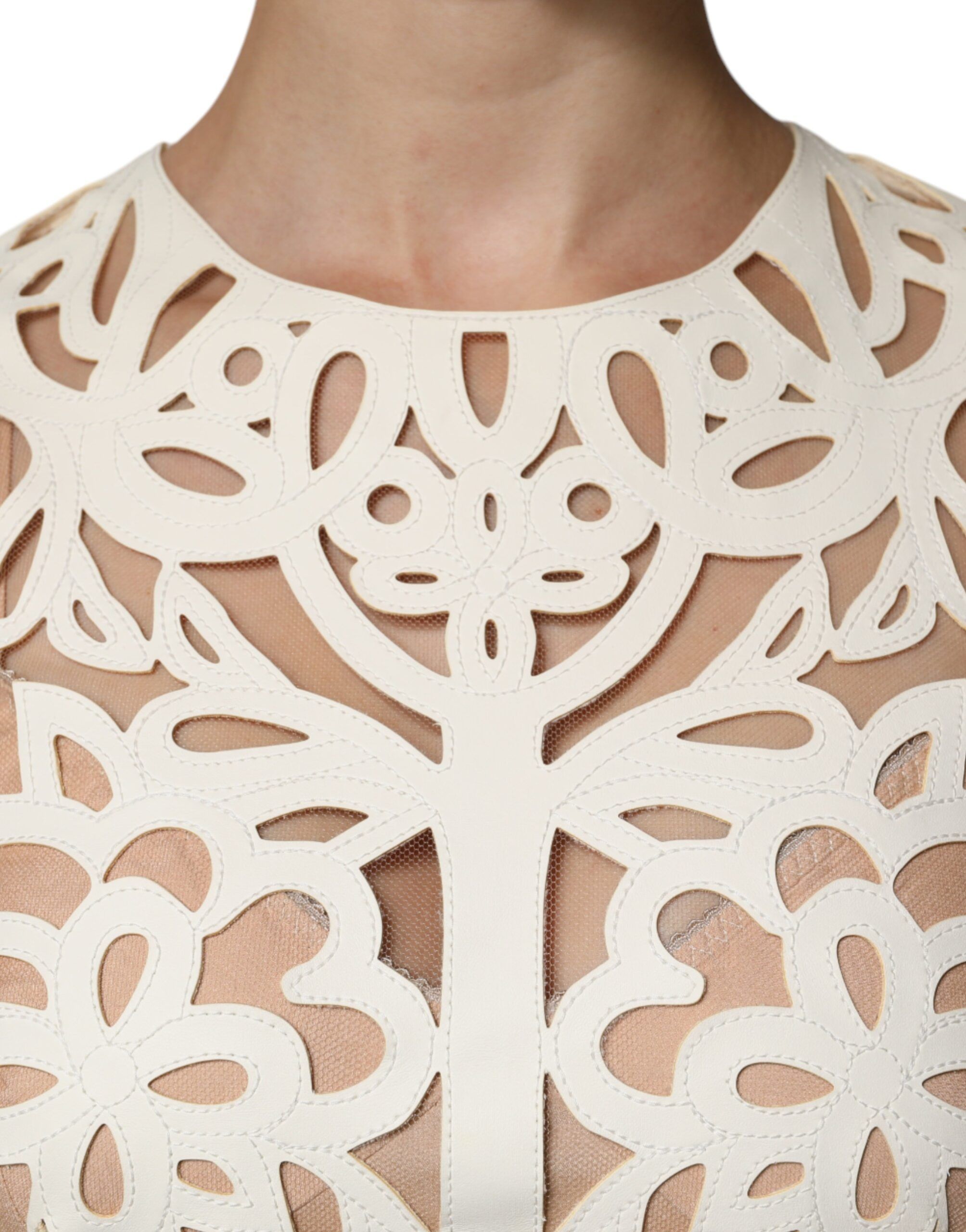 Cut Out Leather Sleeveless Midi Women's Dress - Dolce & Gabbana - Modalova