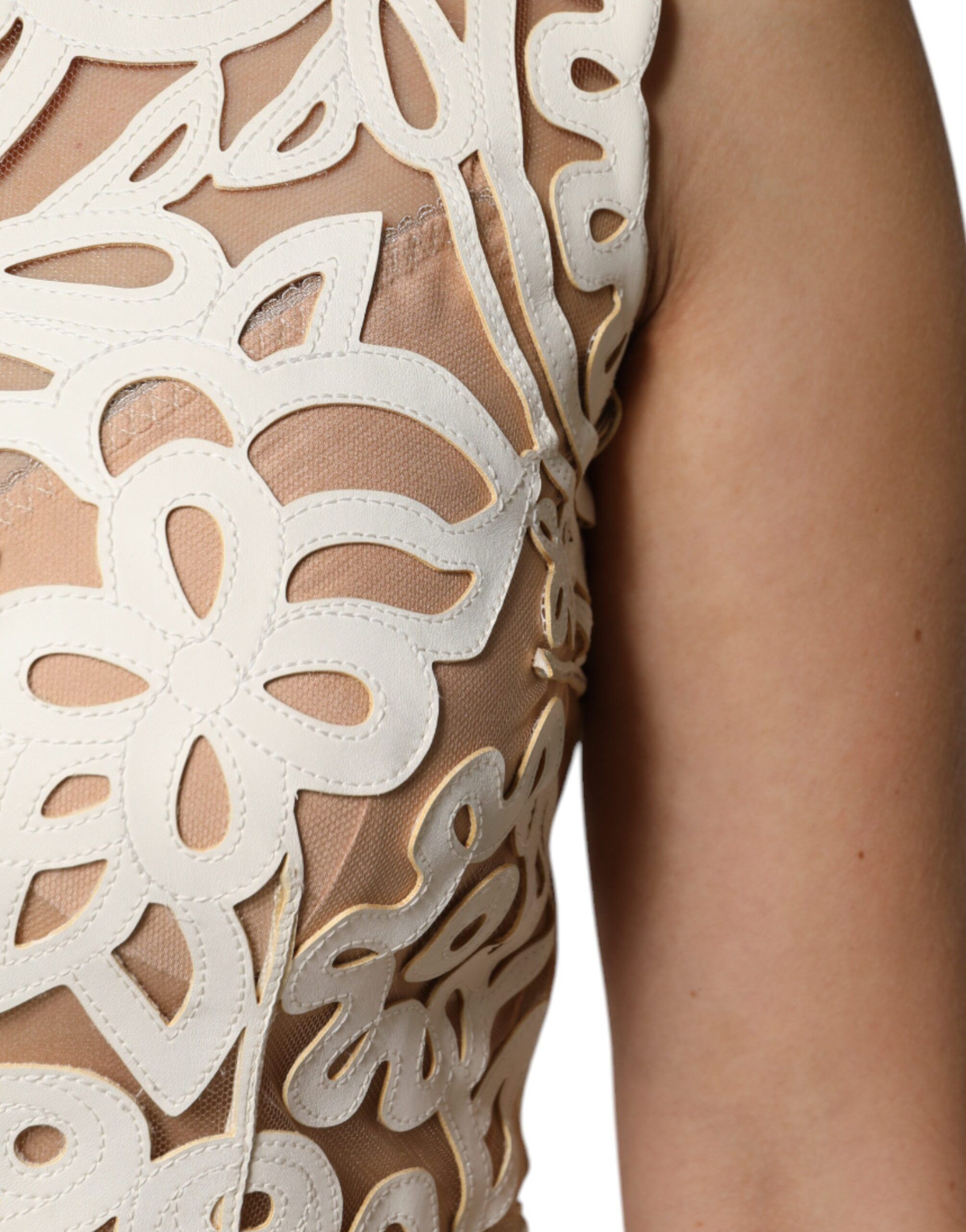 Cut Out Leather Sleeveless Midi Women's Dress - Dolce & Gabbana - Modalova