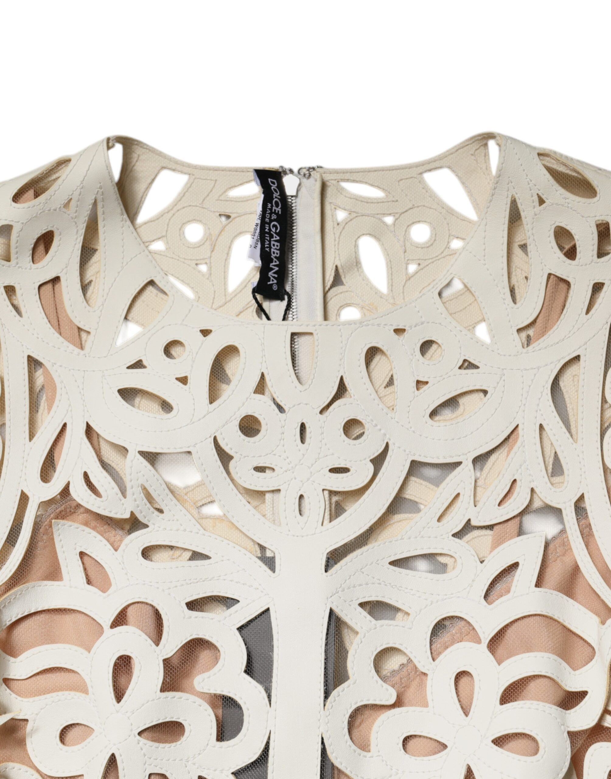 Cut Out Leather Sleeveless Midi Women's Dress - Dolce & Gabbana - Modalova