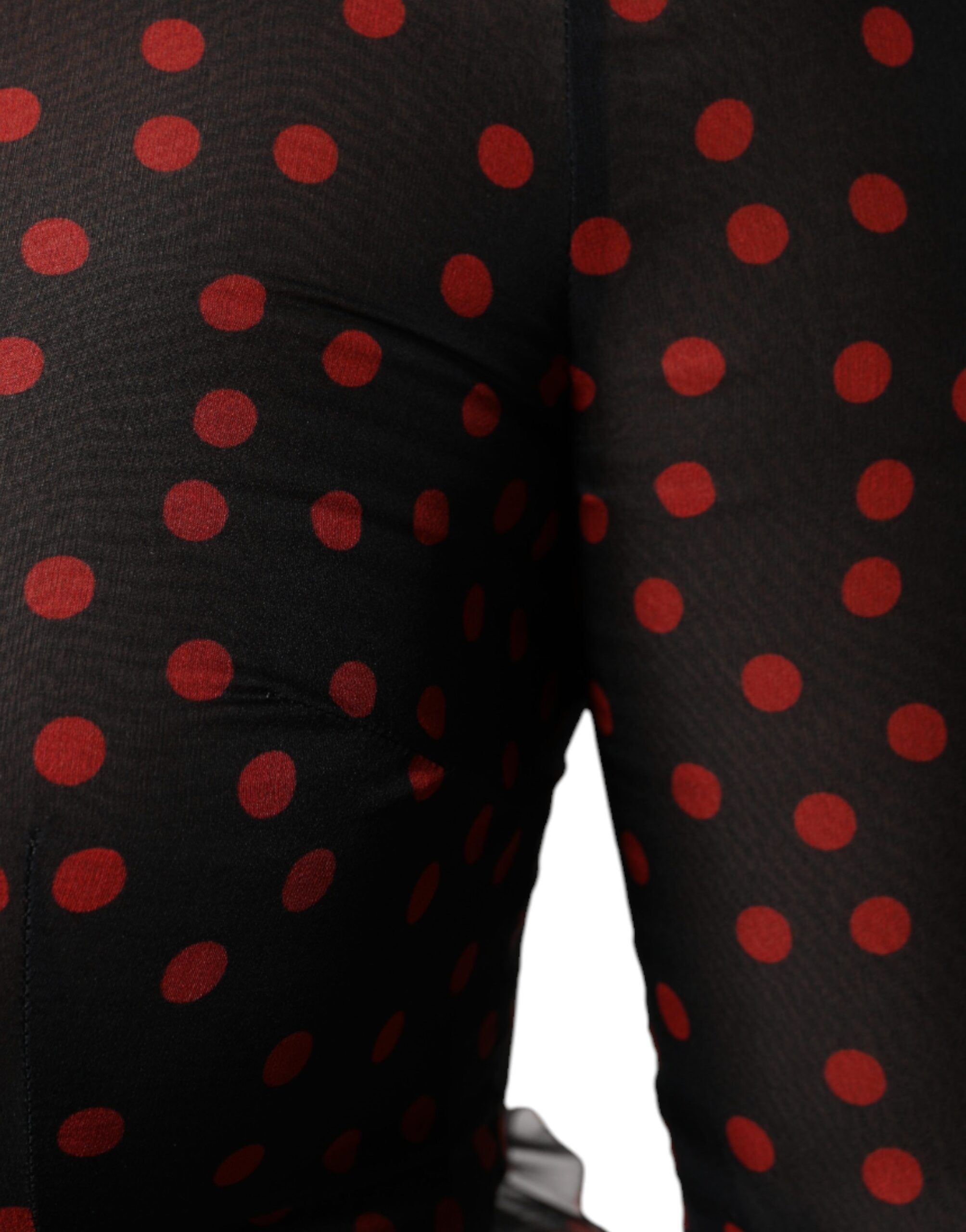 Black Red Polka Dot Silk Layered Midi Women's Dress - Dolce & Gabbana - Modalova