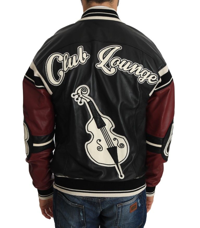 Leather Club Lounge Black Red Men's Jacket - Dolce & Gabbana - Modalova