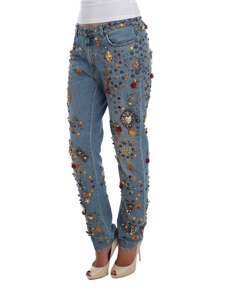 Crystal Roses Heart Embellished Women's Jeans - Dolce & Gabbana - Modalova