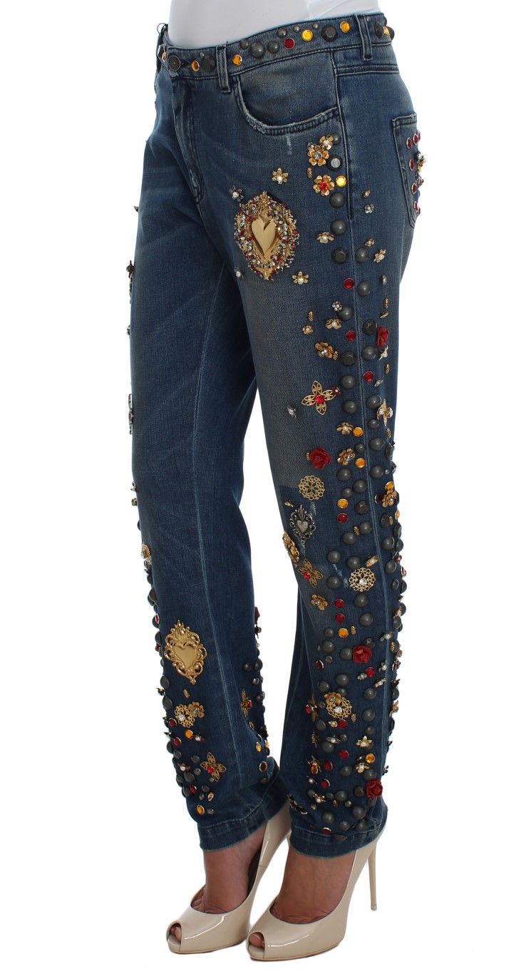 Crystal Roses Heart Embellished Women's Jeans - Dolce & Gabbana - Modalova