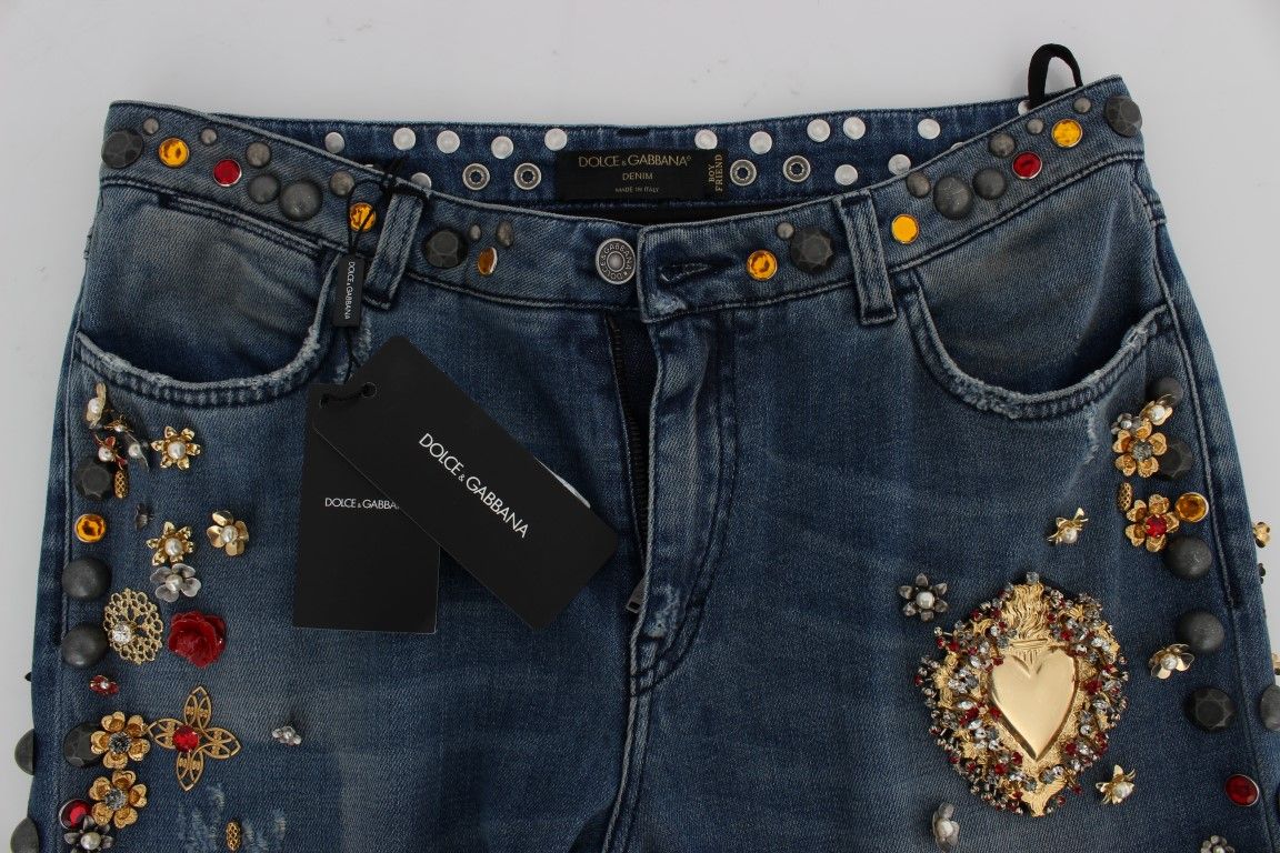 Crystal Roses Heart Embellished Women's Jeans - Dolce & Gabbana - Modalova