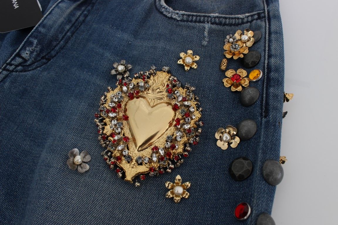 Crystal Roses Heart Embellished Women's Jeans - Dolce & Gabbana - Modalova