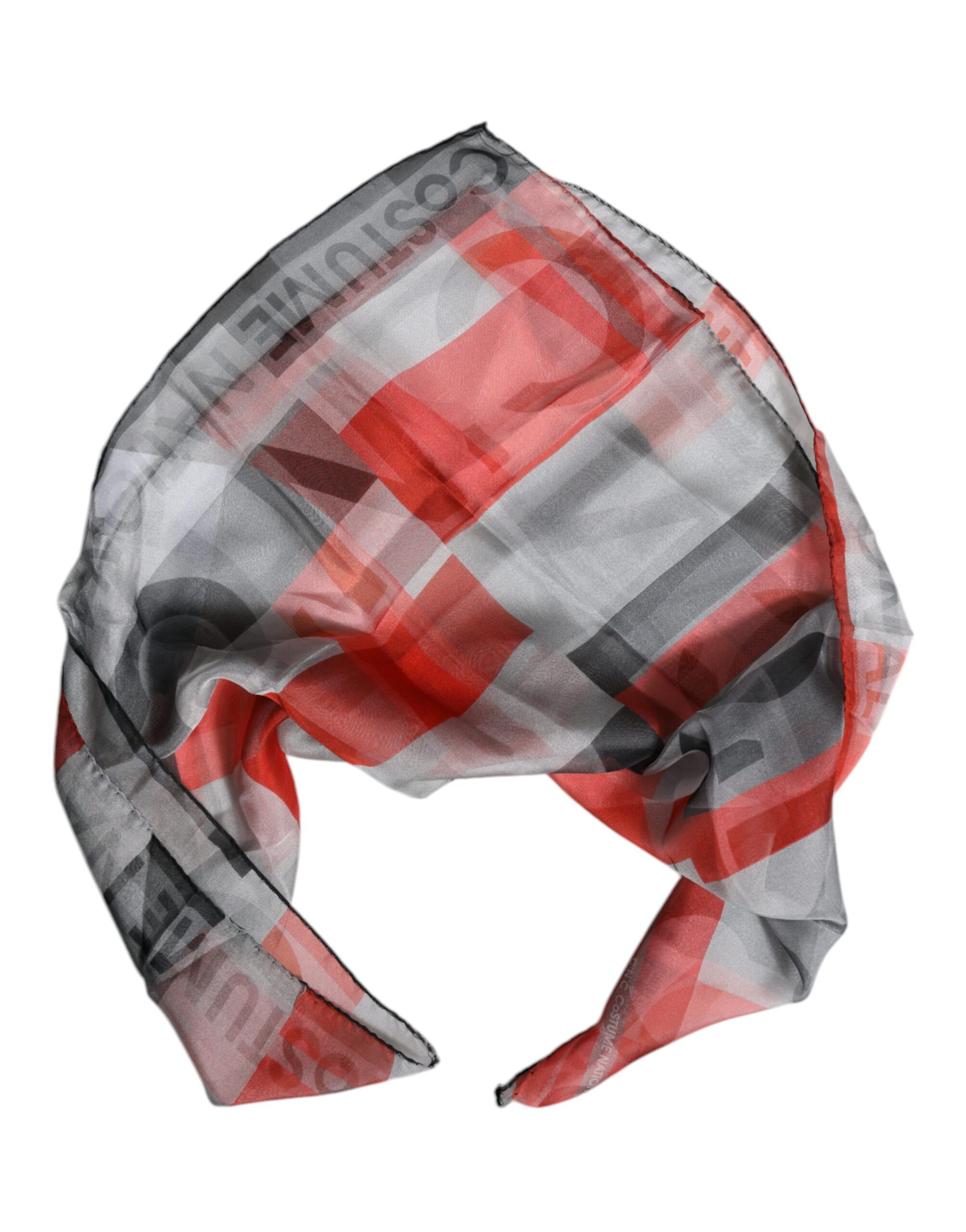 Gray Red Silk Square Neck Wrap Women's Scarf - Costume National - Modalova