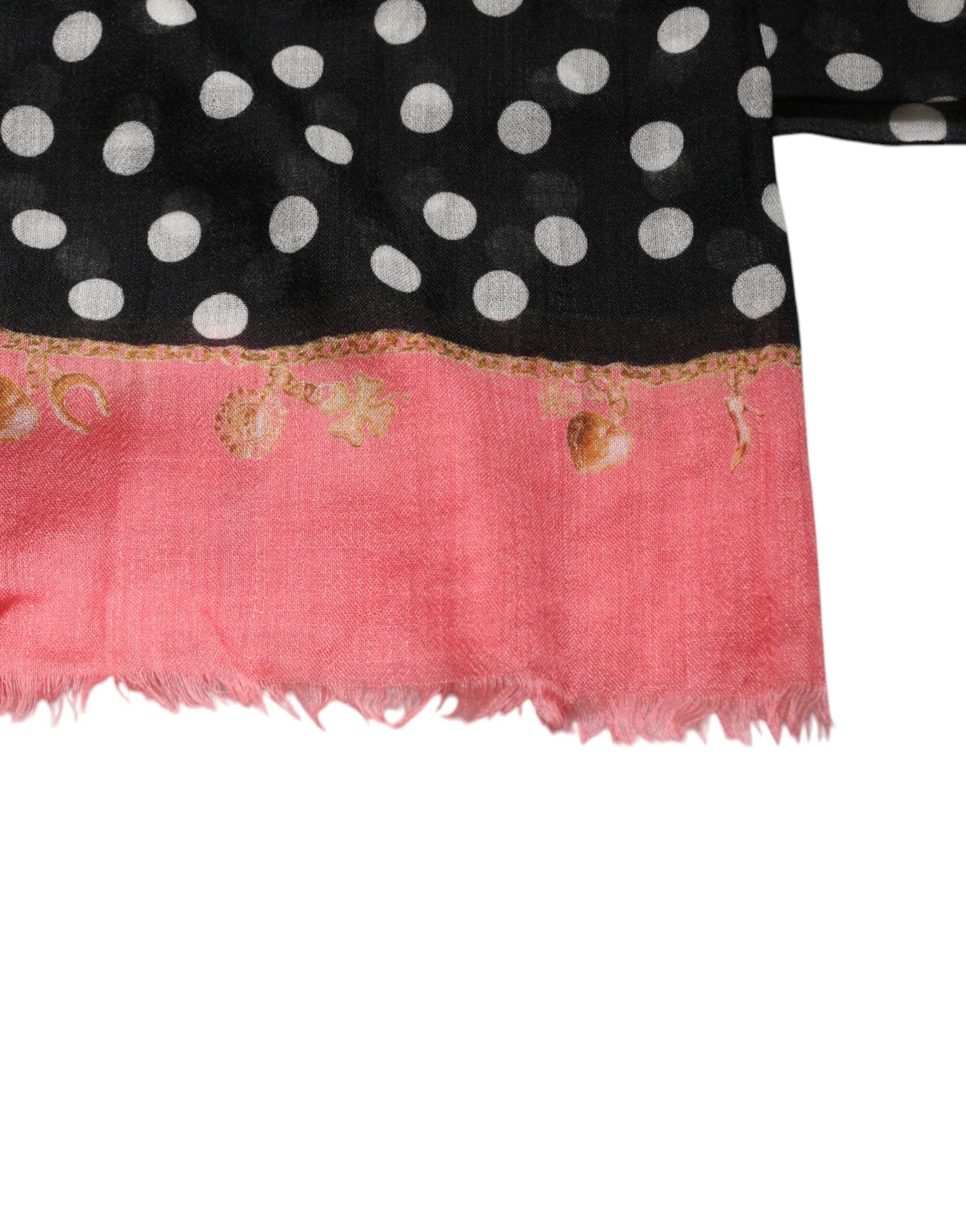 Black White Polka Dots Fringes Wrap Women's Scarf (Pre-Owned) - Dolce & Gabbana - Modalova