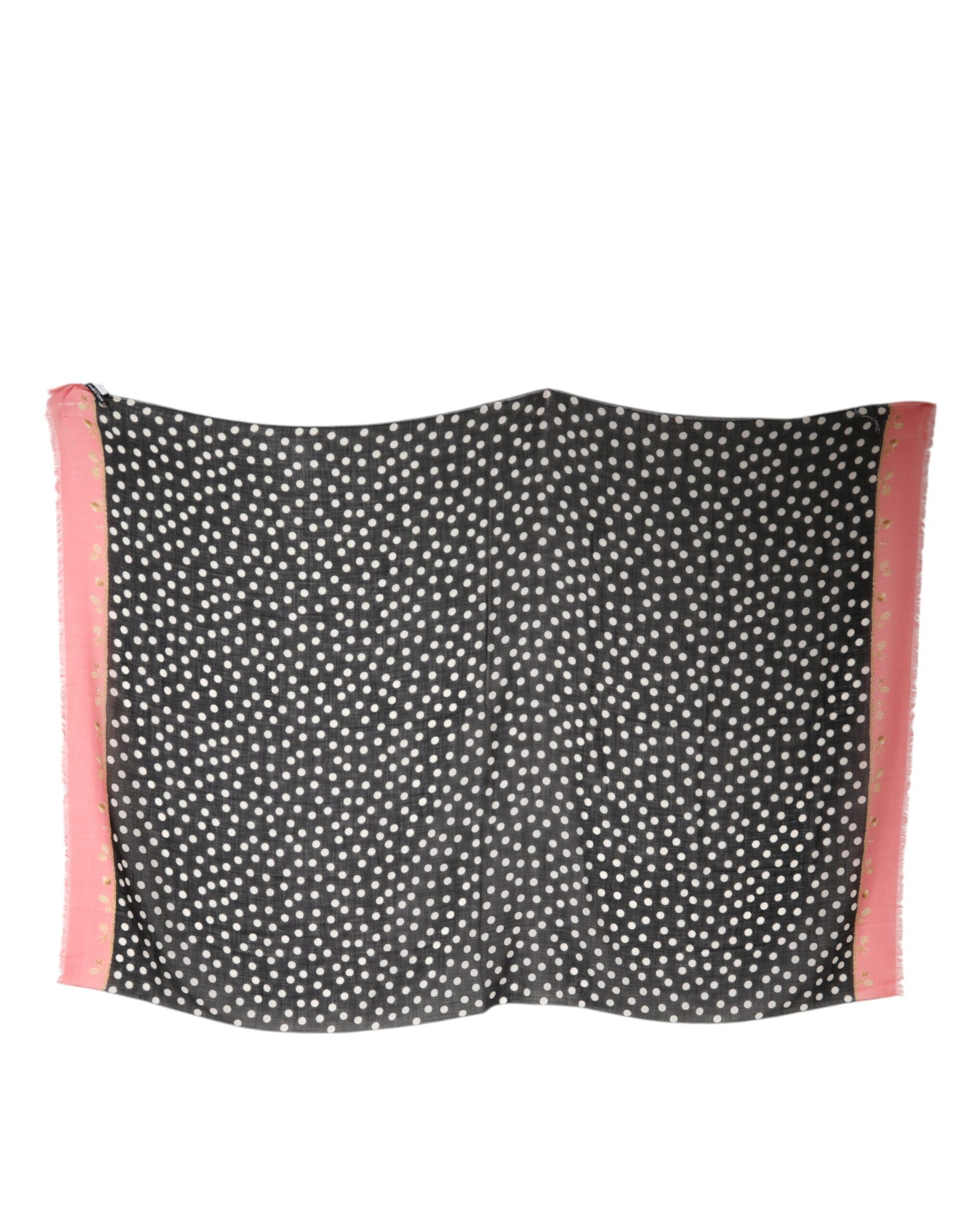 Black White Polka Dots Fringes Wrap Women's Scarf (Pre-Owned) - Dolce & Gabbana - Modalova