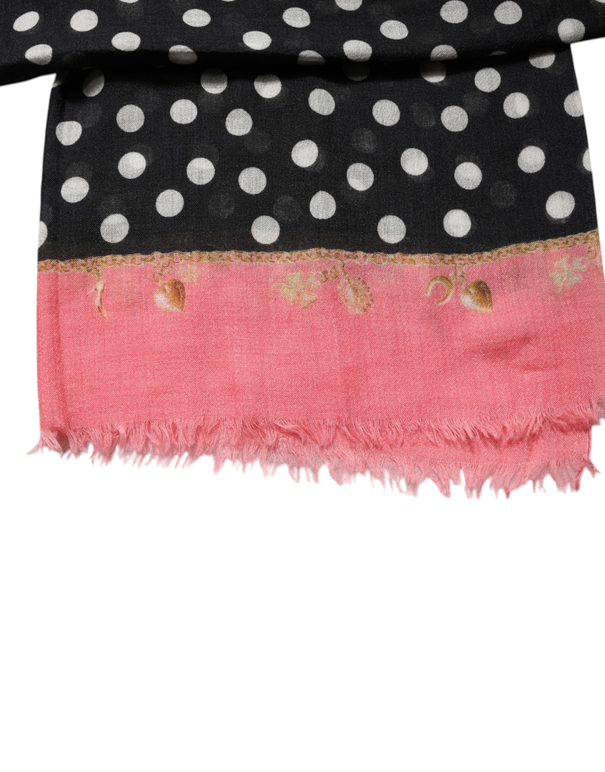 Black White Polka Dots Fringes Wrap Women's Scarf (Pre-Owned) - Dolce & Gabbana - Modalova