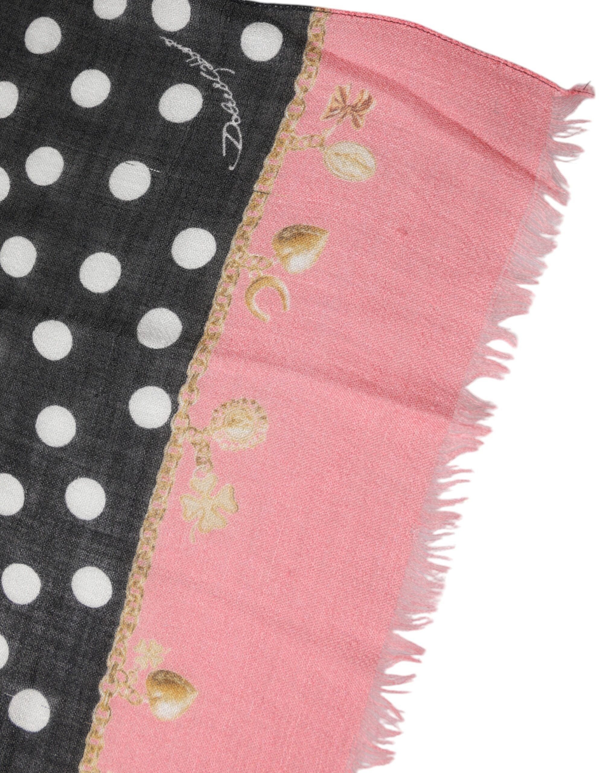 Black White Polka Dots Fringes Wrap Women's Scarf (Pre-Owned) - Dolce & Gabbana - Modalova