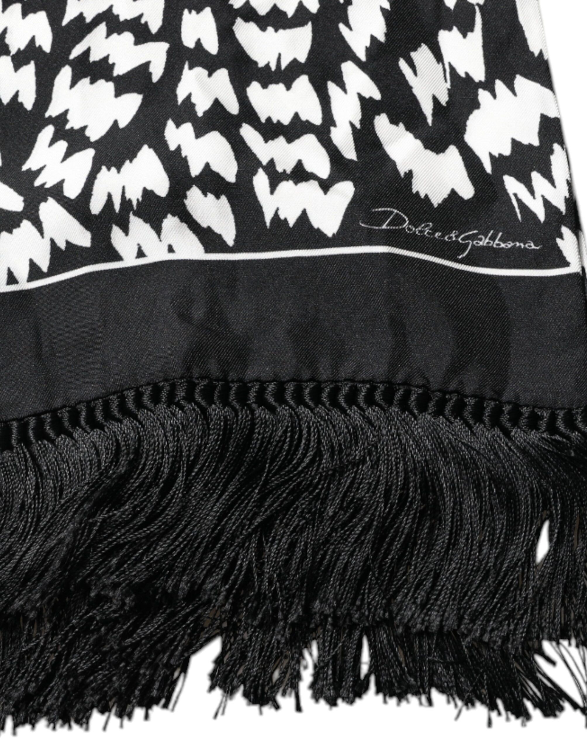 Black White Patterned Fringes Shawl Women's Scarf (Pre-Owned) - Dolce & Gabbana - Modalova