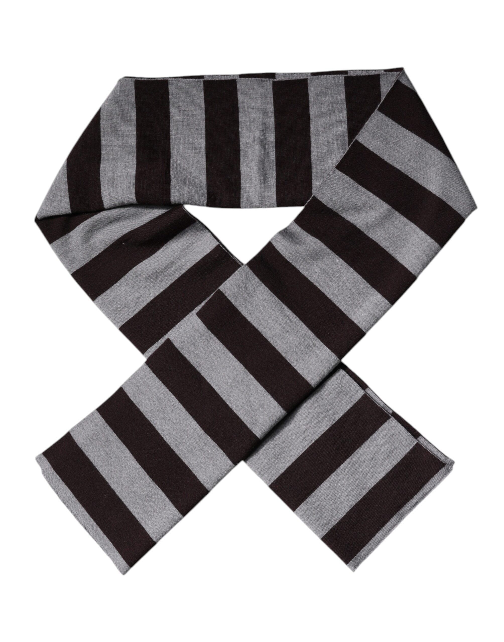 Black Gray Stripes Wool Neck Wrap Men's Scarf - Dolce & Gabbana - Modalova