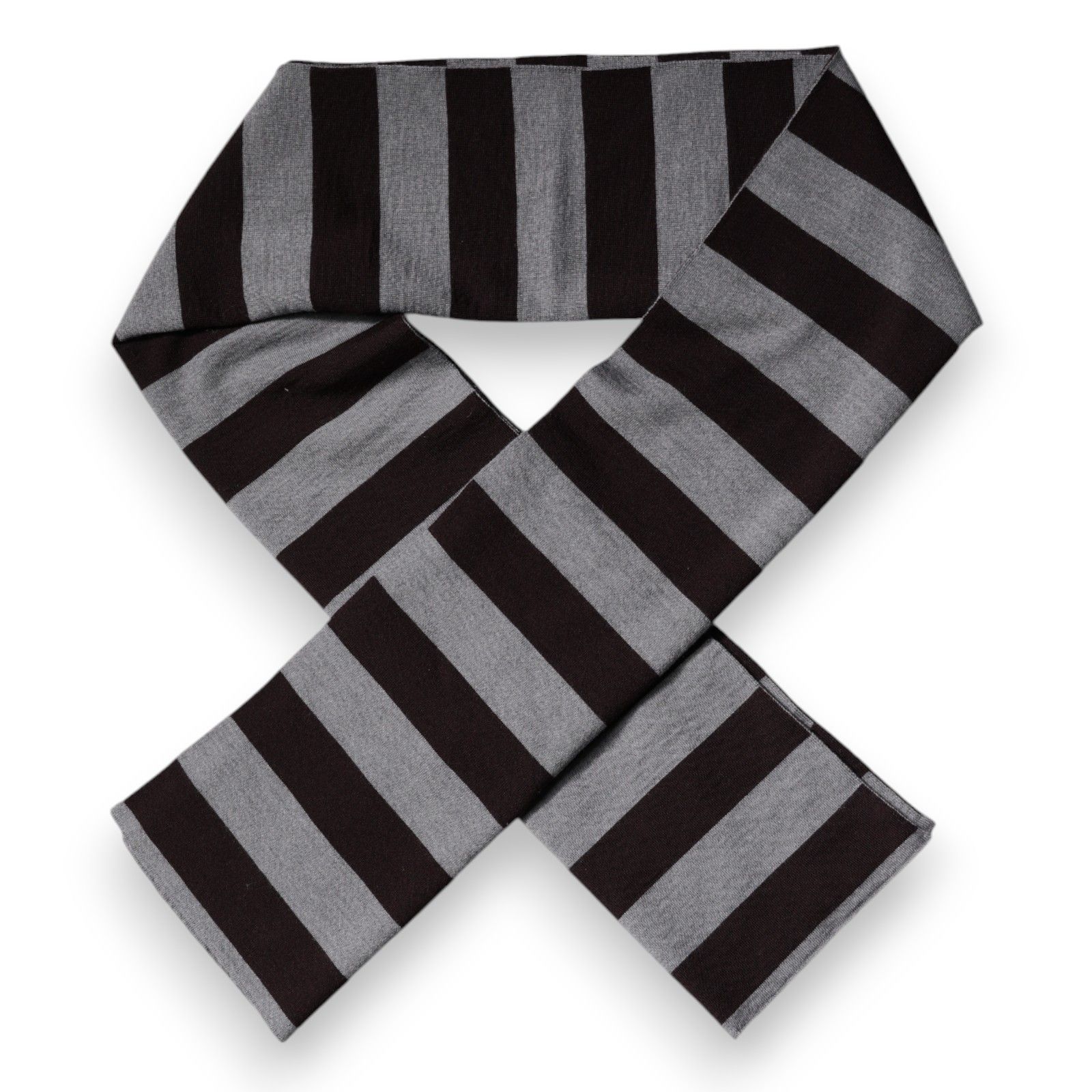 Black Gray Stripes Wool Neck Wrap Men's Scarf - Dolce & Gabbana - Modalova