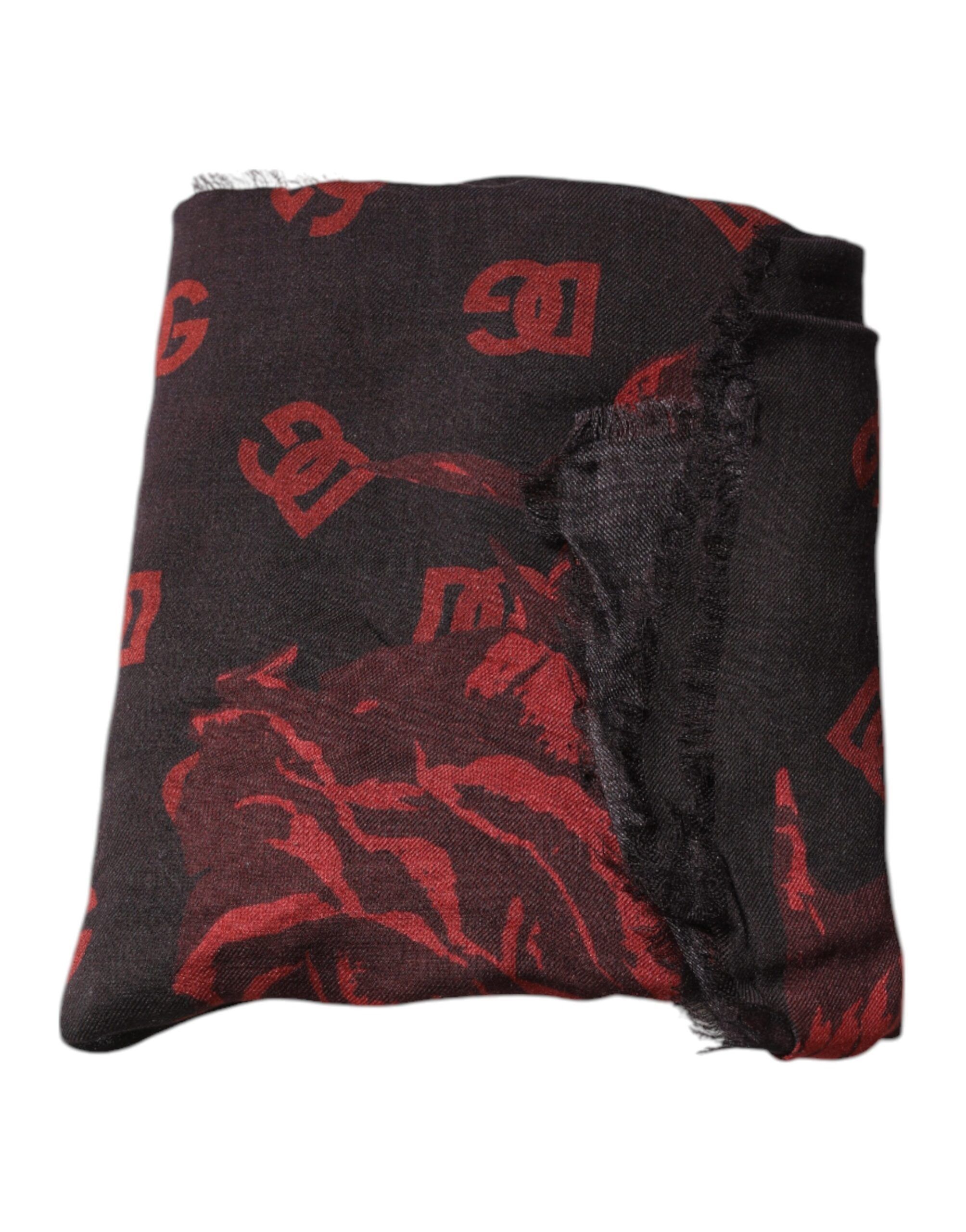 Black Red Floral Modal Wrap Shawl Women's Scarf - Dolce & Gabbana - Modalova