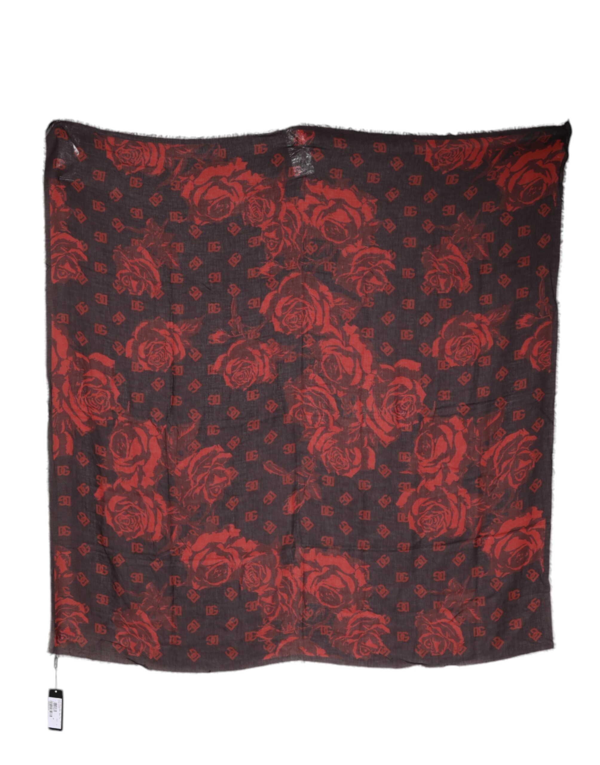 Black Red Floral Modal Wrap Shawl Women's Scarf - Dolce & Gabbana - Modalova