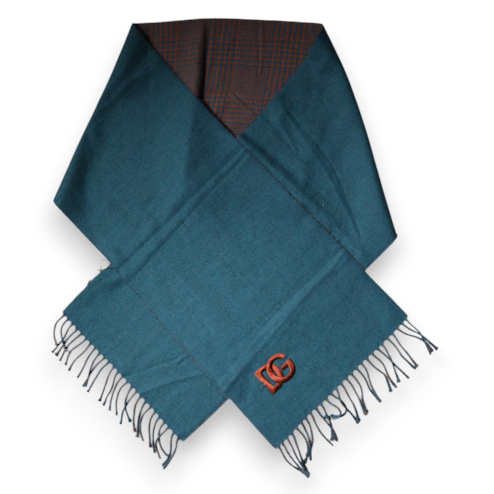 Blue Green Wool Fringes Wrap Shawl Men's Scarf - Dolce & Gabbana - Modalova