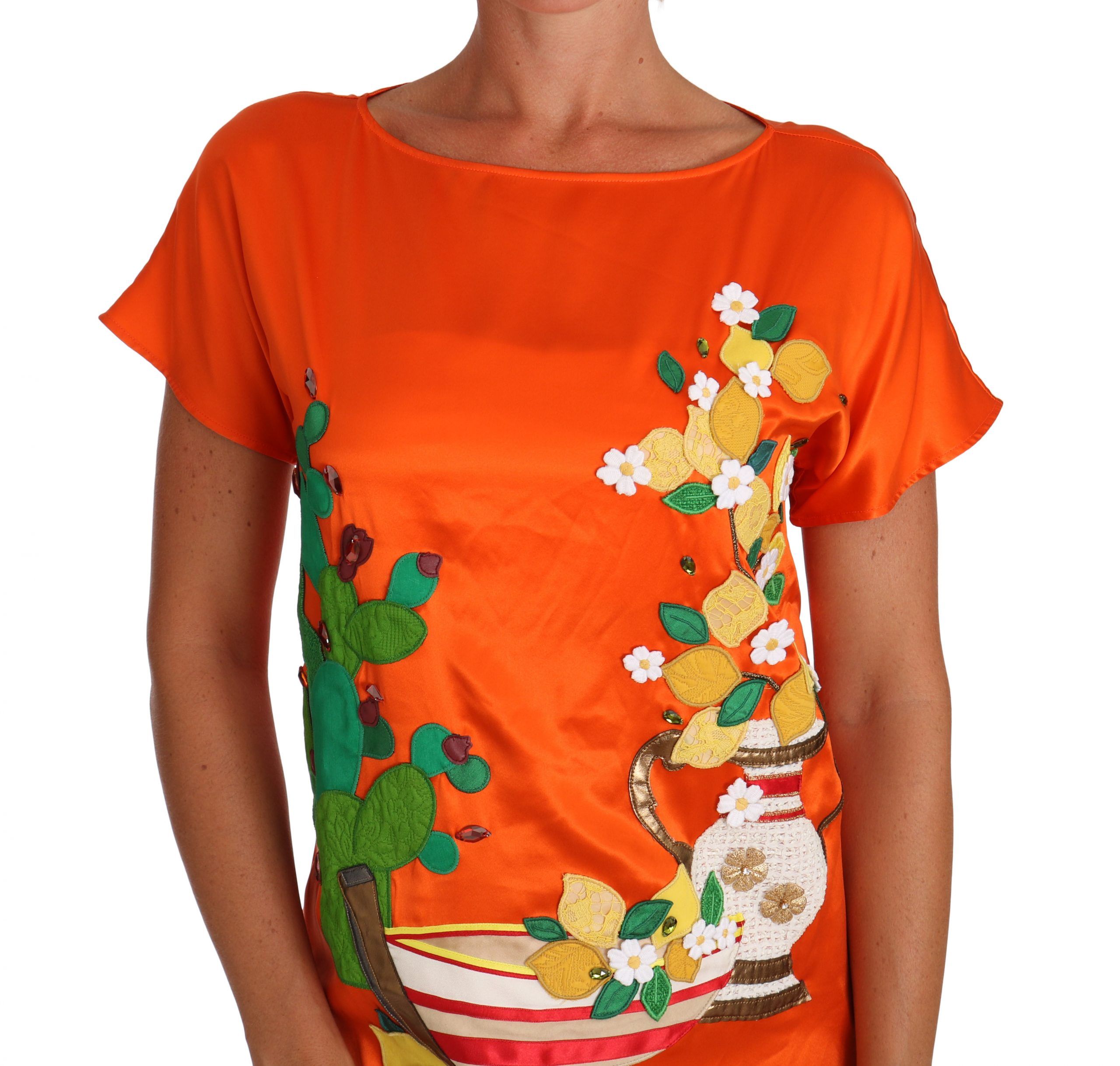 Silk Lemon Crystal T-shirt Women's Top - Dolce & Gabbana - Modalova