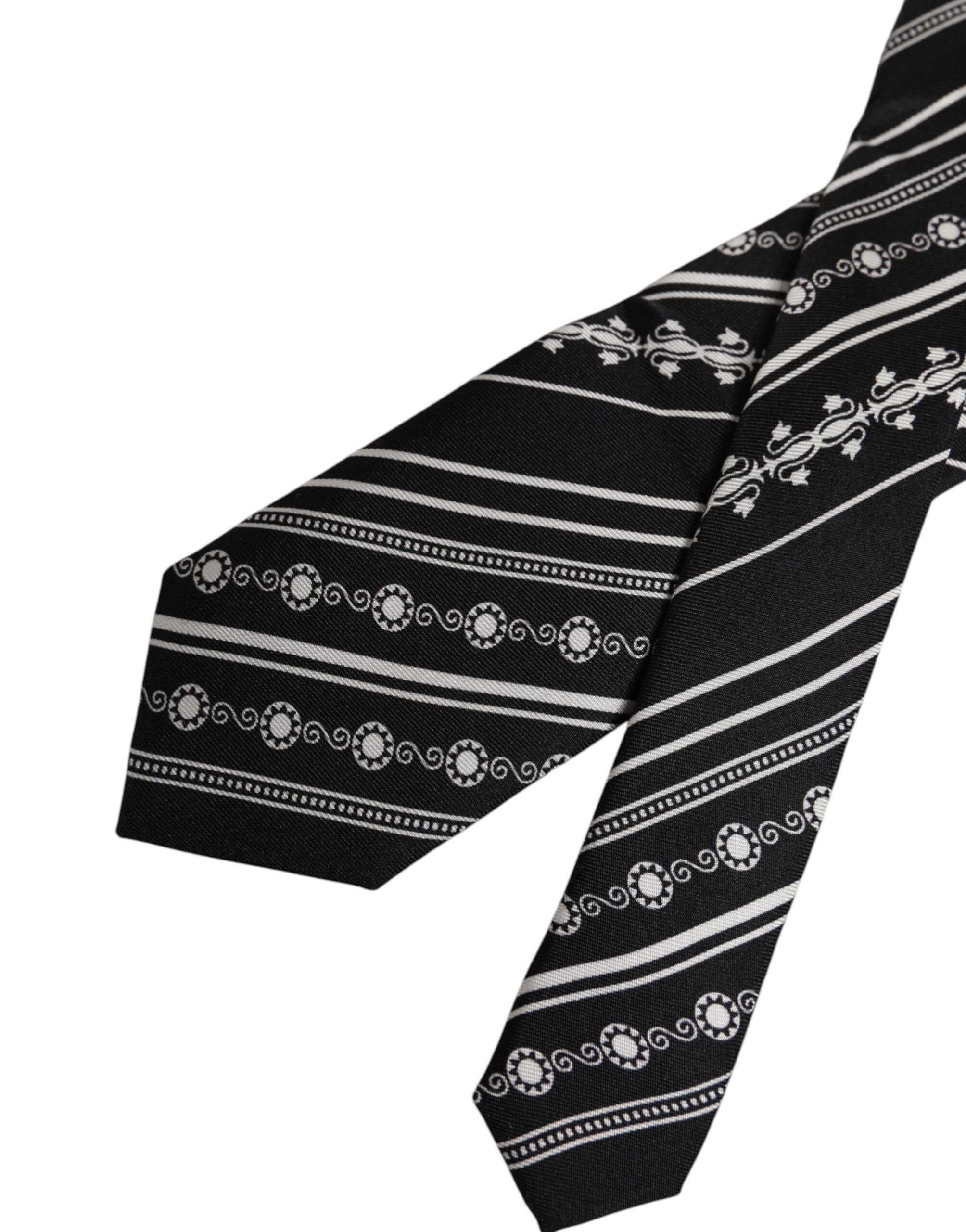 Black White Stripes Silk Adjustable NeckMen's Men's Tie - Dolce & Gabbana - Modalova