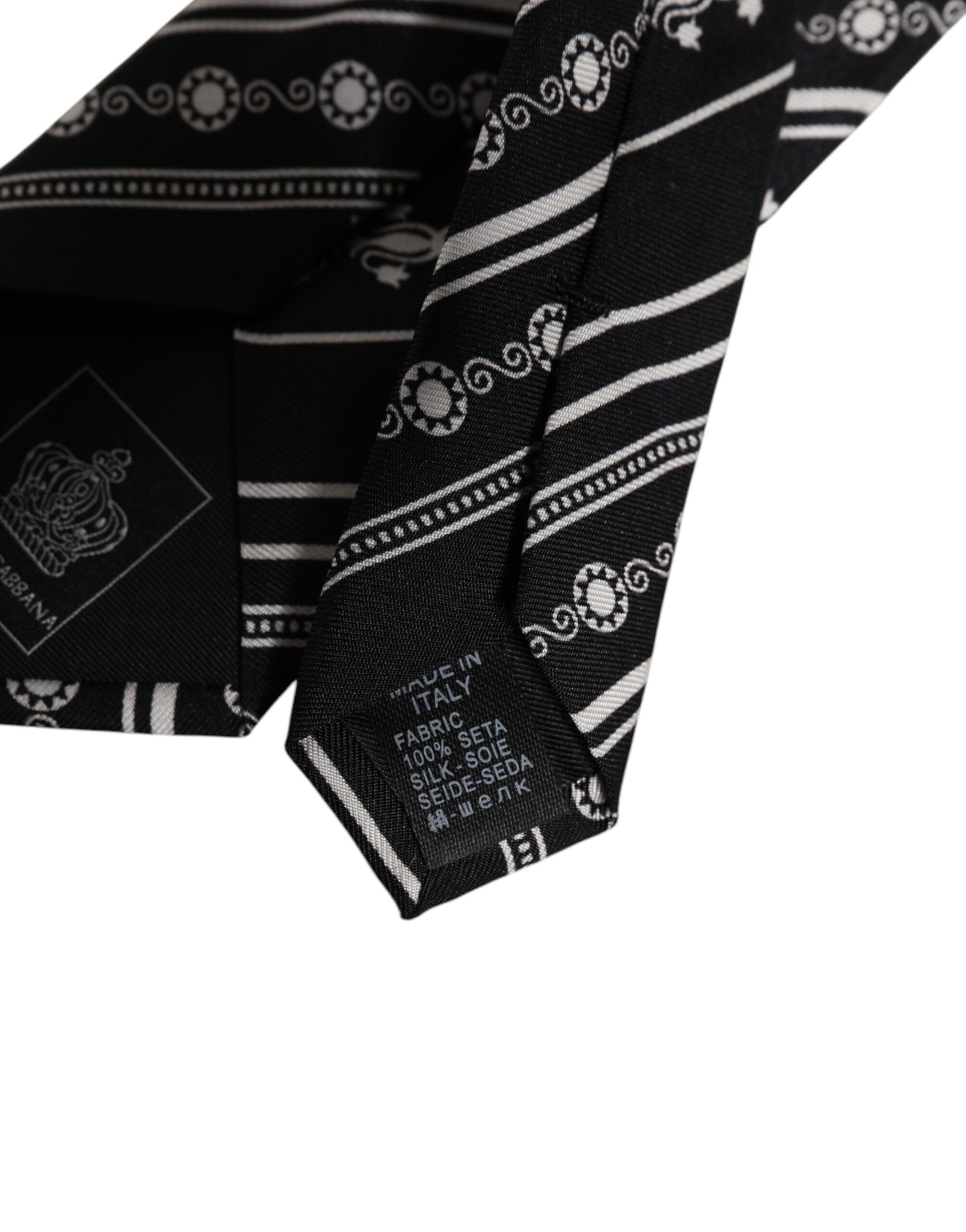 Black White Stripes Silk Adjustable NeckMen's Men's Tie - Dolce & Gabbana - Modalova