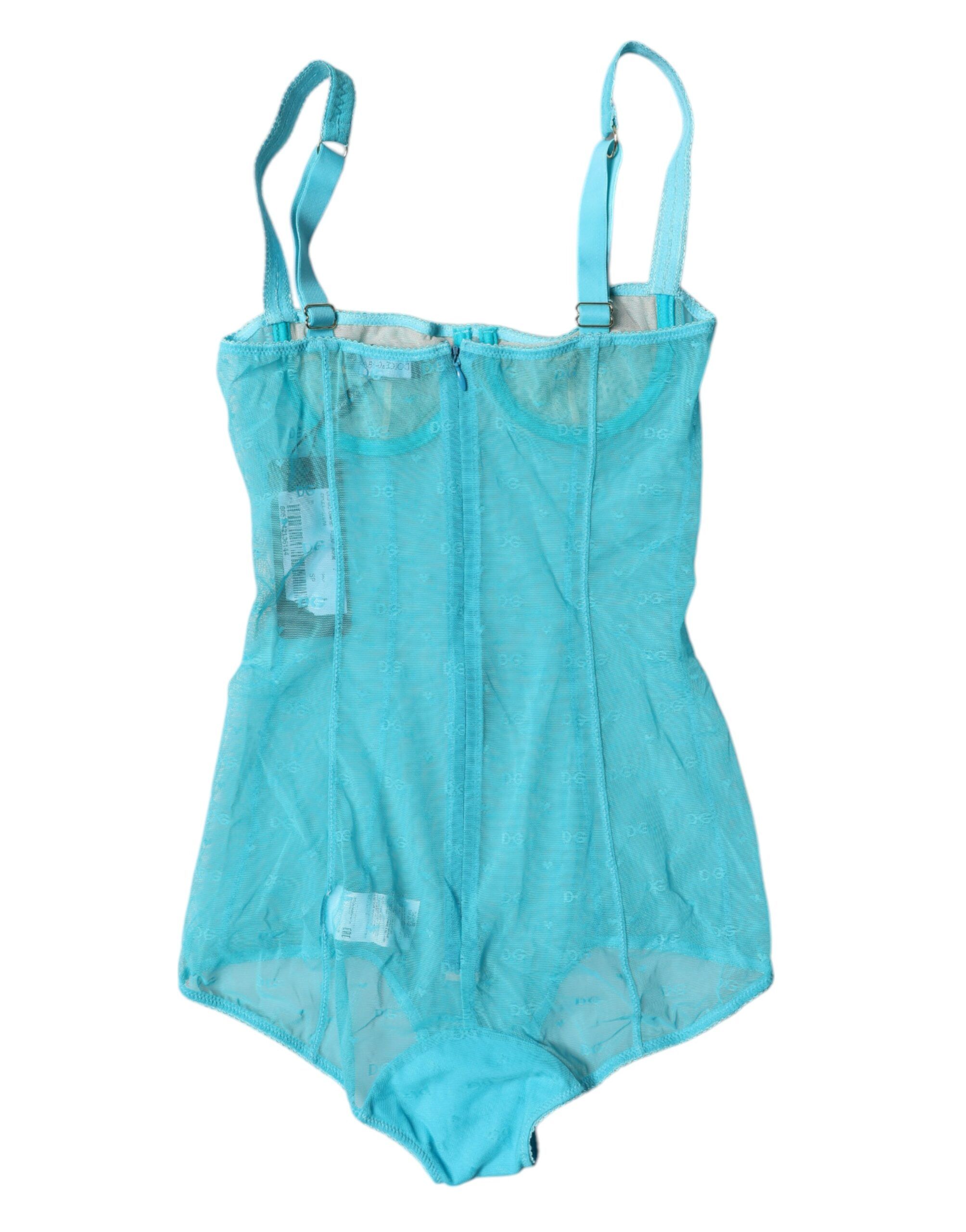 Blue Tulle Balconette Bra Bodysuit Women's Underwear - Dolce & Gabbana - Modalova