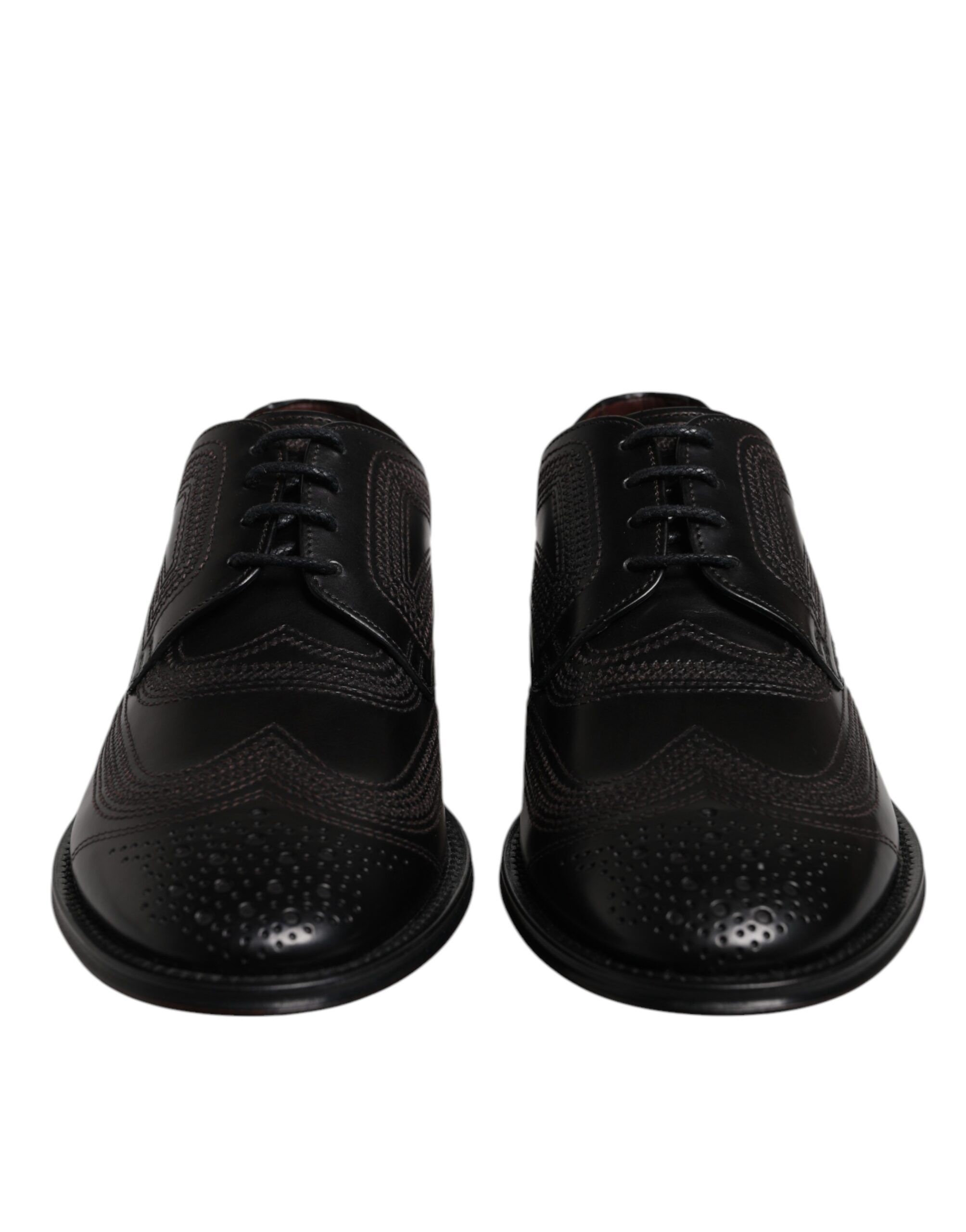 Embroidered Classic Leather Derby Dress Men's Shoes - Dolce & Gabbana - Modalova